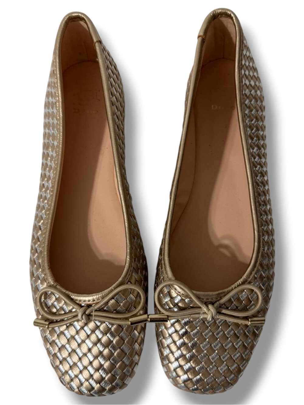 Dune London Heights Ballet Flats Women’s 9 EU 39 Metallic Woven Leather